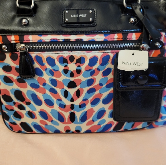 Nine West Black, Pink, & Blue Polka-Dot Tote Bag! 💙 - Picture 3 of 12